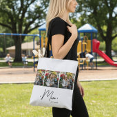 Mom Established Script 3 Photo White Tote Bag
