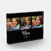 Mom Established Script Black 3 Photo Acrylic Award Fotoblokken (Links)
