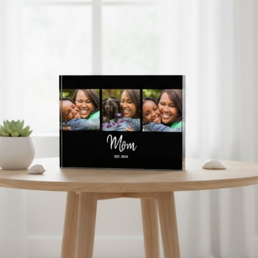 Mom Established Script Black 3 Photo Acrylic Award Fotoblokken