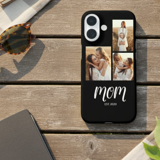 Mom Established Script Black 3 Photo iPhone 16 Hoesje