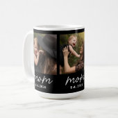 Mom Established Script Black 3 Photo Coffee Mug Koffiemok (Voorkant links)