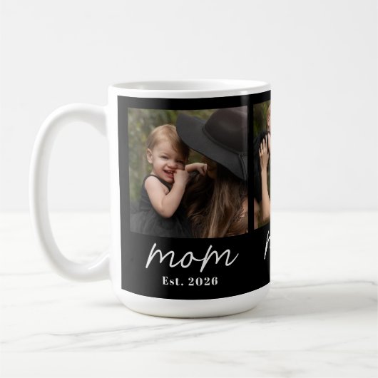 Mom Established Script Black 3 Photo Coffee Mug Koffiemok (Links)