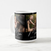 Mom Established Script Black 3 Photo Coffee Mug Koffiemok (Voorkant links)