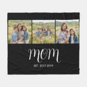 Mom Established Script Black 3 Photo Fleece Deken (Voorkant (Horizontaal))
