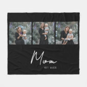 Mom Established Script Black 3 Photo Fleece Deken (Voorkant (Horizontaal))