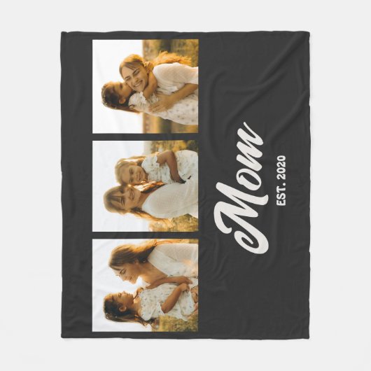 Mom Established Script Black 3 Photo Fleece Deken (Voorkant)