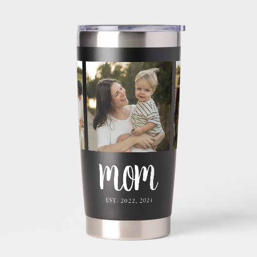 Mom Established Script Black 3 Photo Geïsoleerde Drinkbeker (Links)