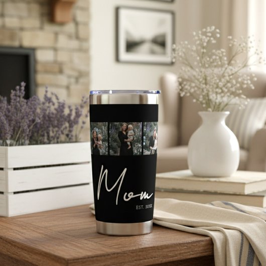 Mom Established Script Black 3 Photo Geïsoleerde Drinkbeker