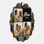 Mom Established Script Black 3 Photo Grid Ornament Kaart (Rechts)