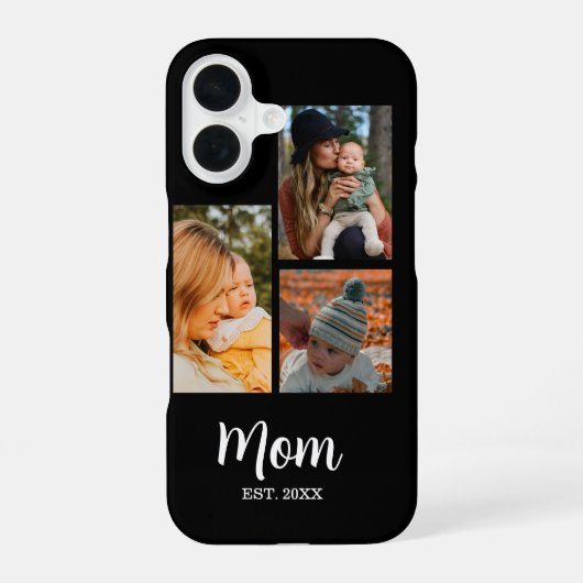 Mom Established Script Black 3 Photo  iPhone 16 Hoesje (Achterkant)