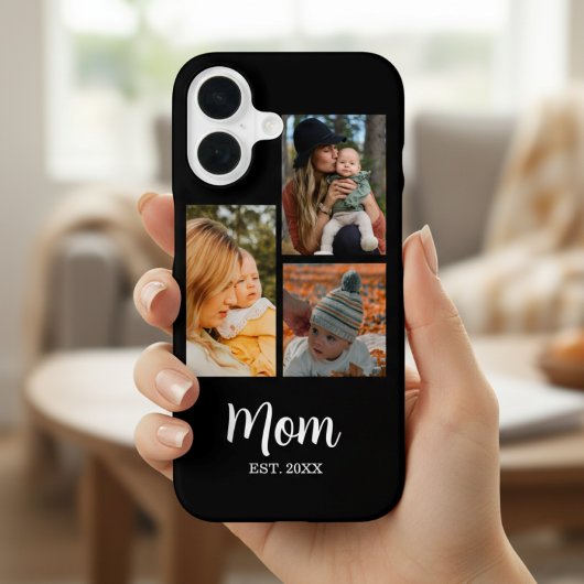 Mom Established Script Black 3 Photo iPhone 16 Hoesje