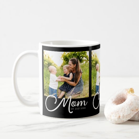Mom Established Script Black 3 Photo  Koffiemok (Met donut)