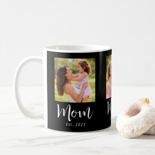 Mom Established Script Black 3 Photo Koffiemok (Met donut)