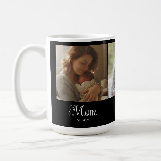 Mom Established Script Black 3 Photo Koffiemok (Links)