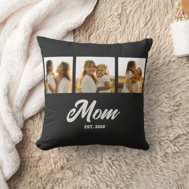 Mom Established Script Black 3 Photo Kussen (Deken)