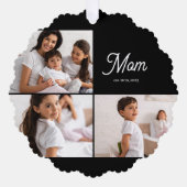 Mom Established Script Black 3 Photo Ornament Kaart (Voorkant)