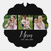 Mom Established Script Black 3 Photo Ornament Kaart (Voorkant)