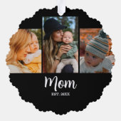 Mom Established Script Black 3 Photo  Ornament Kaart (Achterkant)