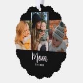 Mom Established Script Black 3 Photo  Ornament Kaart (Links)