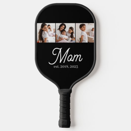 Mom Established Script Black 3 Photo Pickleball Paddle (Achterkant)
