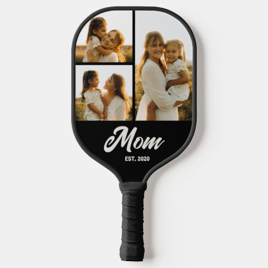 Mom Established Script Black 3 Photo Pickleball Paddle (Achterkant)