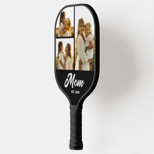 Mom Established Script Black 3 Photo Pickleball Paddle (Links)
