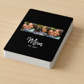 Mom Established Script Black 3 Photo Pokerkaarten