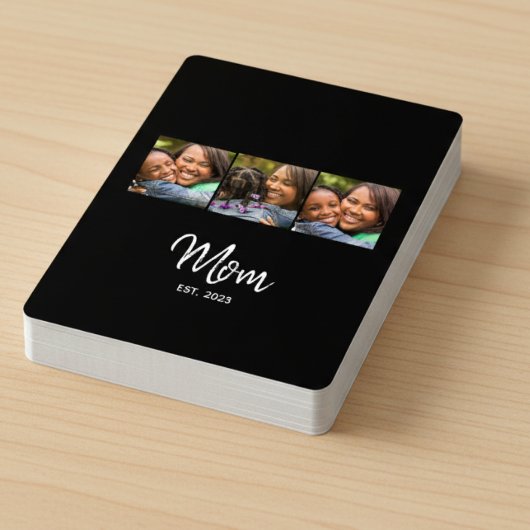 Mom Established Script Black 3 Photo  Pokerkaarten