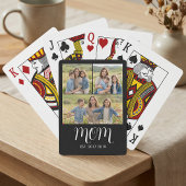 Mom Established Script Black 3 Photo Pokerkaarten