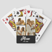 Mom Established Script Black 3 Photo Pokerkaarten (Achterkant)