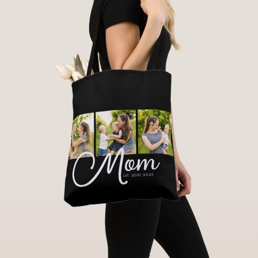 Mom Established Script Black 3 Photo Tote Bag (Dichtbij)