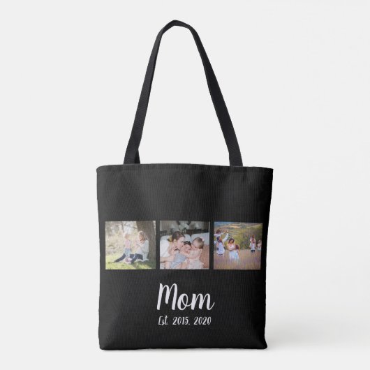 Mom Established Script Black 3 Photo Tote Bag (Achterkant)