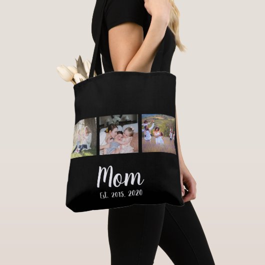 Mom Established Script Black 3 Photo Tote Bag (Dichtbij)