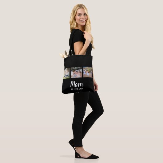 Mom Established Script Black 3 Photo Tote Bag (Op model)