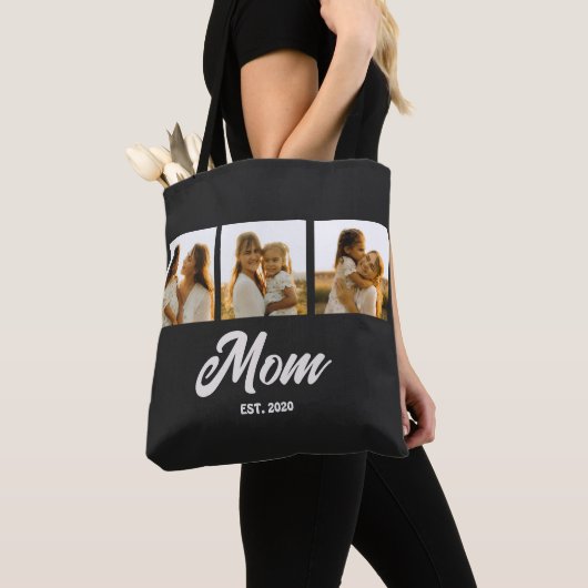 Mom Established Script Black 3 Photo Tote Bag (Dichtbij)