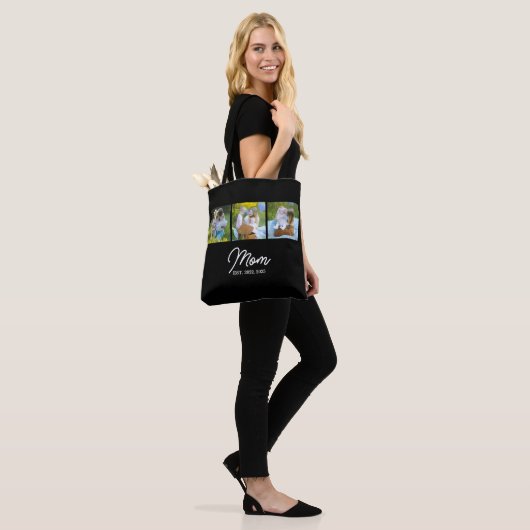 Mom Established Script Black 3 Photo Tote Bag (Op model)