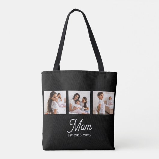 Mom Established Script Black 3 Photo Tote Bag (Achterkant)