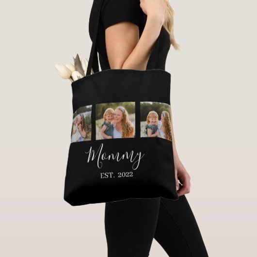 Mom Established Script Black 3 Photo Tote Bag (Dichtbij)