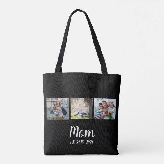 Mom Established Script Black 3 Photo Tote Bag (Achterkant)