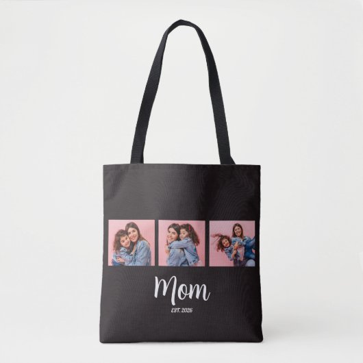 Mom Established Script Black 3 Photo  Tote Bag (Voorkant)