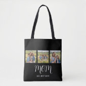 Mom Established Script Black 3 Photo Tote Bag (Voorkant)