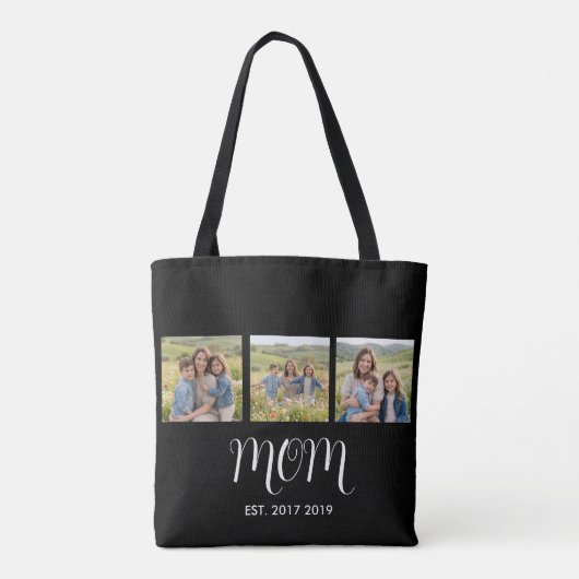 Mom Established Script Black 3 Photo Tote Bag (Achterkant)