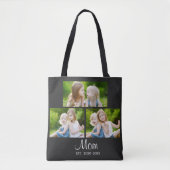 Mom Established Script Black 3 Photo Tote Bag (Voorkant)