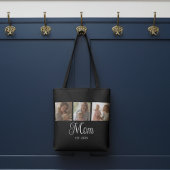 Mom Established Script Black 3 Photo Tote Bag