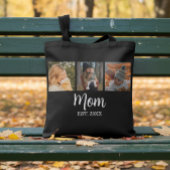 Mom Established Script Black 3 Photo Tote Bag