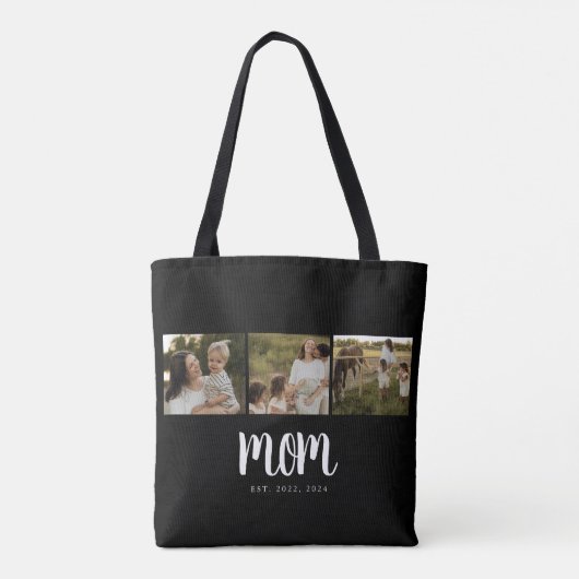 Mom Established Script Black 3 Photo Tote Bag (Achterkant)