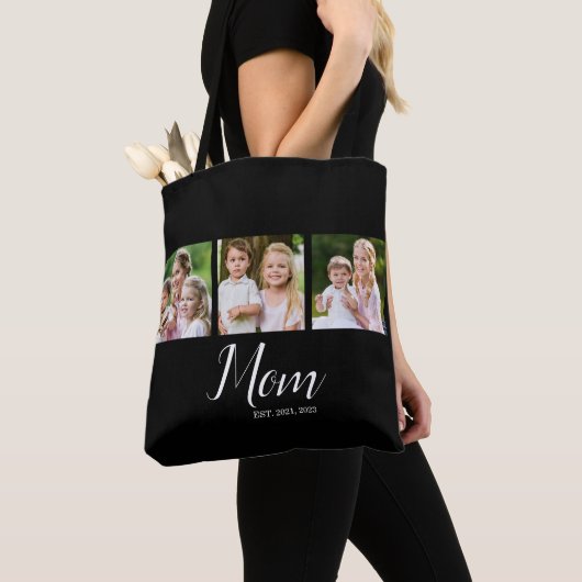 Mom Established Script Black 3 Photo  Tote Bag (Dichtbij)