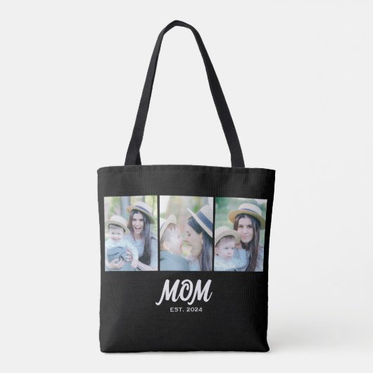 Mom Established Script Black 3 Photo Tote Bag (Achterkant)