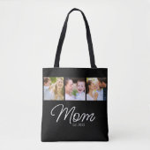 Mom Established Script Black 3 Photo Tote Bag (Voorkant)