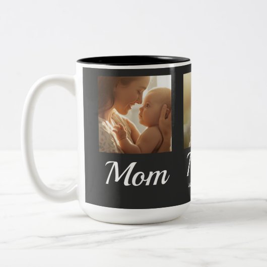 Mom Established Script Black 3 Photo  Tweekleurige Koffiemok (Links)